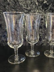 Vintage Mid Century Modern Clear Glass Parfait Dessert Footed Goblets ~ Set of 4