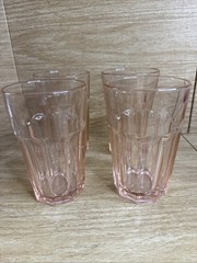 IKEA Pokal Pink Nine Paneled Tumblers/Drinking Glasses Vintage Set of 4 ITALY