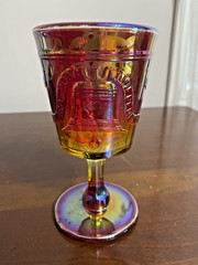 1776-1976 200 YEAR Imperial Glass «LIBERTY BELL» Goblet 6″ Sunset Amberina
