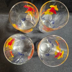 Hazel Atlas MCM Spanish Mexican Fiesta Tumblers Juice Glasses Set of 4