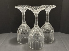 3 PC Cristal d’Arques JG Durand Bretagne Clear Cut Crystal Wine Glasses