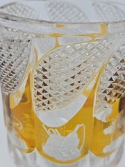Bohemian Cut Glass Amber Stained And Etched Friendship Cup 1840s