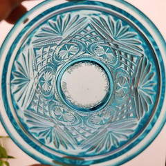 Vintage Aqua Blue Glass Tumbler Set of 2 Belgium Old Barware Collectible GT111