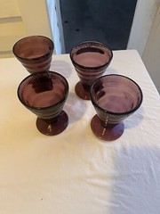 LE Smith Pebbled Rim Melba Amethyst Purple 4 1/4″ Tumbler ca. 1920’s 4 pcs. P-1