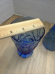 Morgantown Glass Seneca Glass Crinkle Delphine Blue Driftwood Footed Tumbler X2
