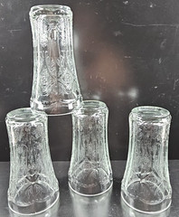 4 Indiana Glass Recollection Clear 14 Oz Tumblers Set Vintage Cut Etch Retro Lot