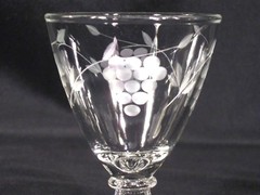 Standard Glass Liquor Cocktail Glasses Cut to Gray Grape Design Set of 7