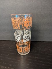 Glass Sultana Jelly Tumbler Pink/White Leaf Design 6¼” tall VGC