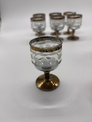 Vintage Culver Pisa Gold Footed Shot Glasses Set of 12 MCM 22K Liquor Barware