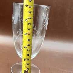 SET OF 4 PRINCESS HOUSE HERITAGE FOOTED ICED TEA GLASSES #425 FLORAL ETCHED 6”