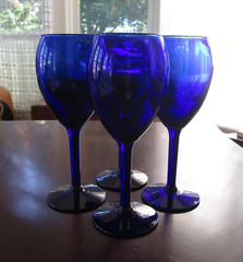Set of Four PIER 1 Cobalt P1C13 Water Goblets 7 7/8″