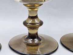 Vtg. Libby Two Toned Wine Goblets 4 Western Barware Gold Wells Fargo Stagecoach
