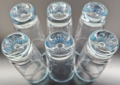 (6) Duz Crystal Star Sapphire 2.5 Oz Tumblers Set Vintage Blue Glasses MCM Lot