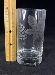 Libbey Platinum Leaves Tumbler Glasses Oak Elm Foliage Set Of Six Vintage MCM