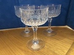 Cristal d’Arques LONGCHAMP Champagne 5.» Tall Sherbet Glass France 3/Pc.