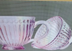New St Of 2 Godinger Modern Retro Pink Blush Mugs Cups Globlets