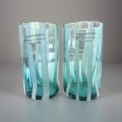 Alessandro Coppola Arte di Murano Italy Aqua/ Teal Glass Tumblers Set of 2 NWT