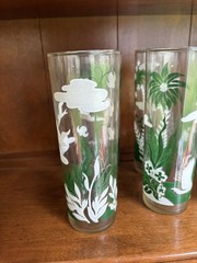 Set Of 8 Vintage 7″ Libbey Tropical Tiki Drinking Tom Collins Glasses