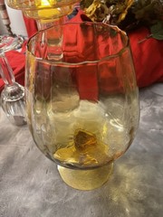VTG Empoli Italian Art Glass Textured Brandy Snifter Golden 9″ w/ Footed Base
