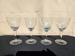 Toscany TOY26 Pattern 4 Wine Goblets Glasses Gray Cut Etched Floral 6″