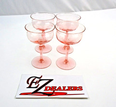 Toasting Glasses Diamond Optic Wavy Pink Champagne set of 4