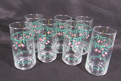 Corelle Rosemarie Set of 7 Cooler Tumbler Glasses 16 oz 5 7/8″ Floral – EUC