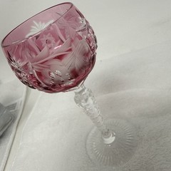 Vintage Echt Bleikristall Cut to Clear Cranberry Pink 4.5 Inch Cordial Glass