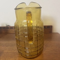 Anchor Hocking Topaz Textured Geometric Window Pane Pitcher And 7 Glasses