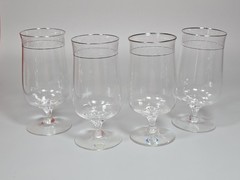 SET OF 4 Lenox Crystal MOONSPUN Iced Tea / Water Glass Goblet Platinum Trim