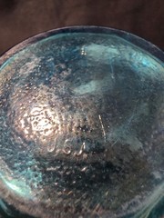 Vintage Anchor Hocking Spring Song Daisy Blue Juice Glass Set/2 Mid Century USA