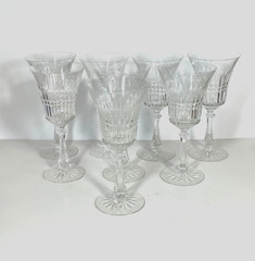 8 Rare Tiffin-Franciscan Blown Glass Crystal Wine Glasses #15098 Art Deco 7.5″