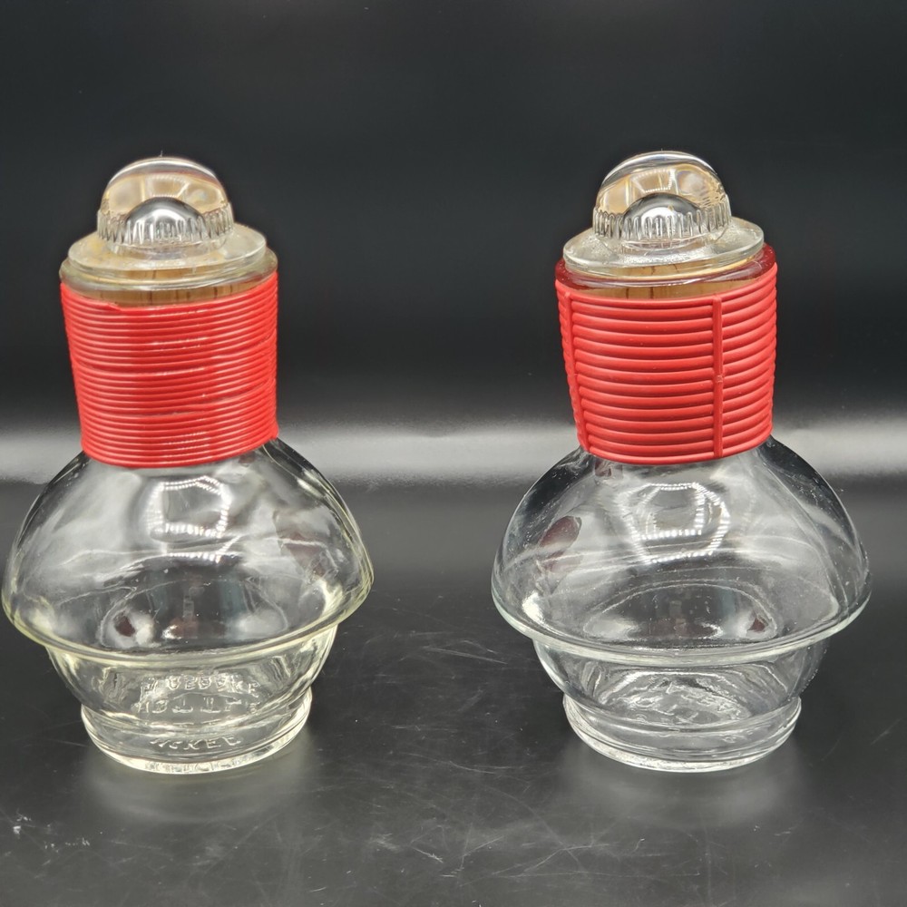 Vtg 50s-60s Set Of 2. Red Band Glasbake Hottle Hot Water Coffee Tea Carafes