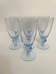 Vintage Scandanavian Aqua Iced Tea Highball Glasses Tumblers Set of 7 EUC