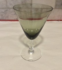 Smokey Green Cocktail Crystal / Glass 2” Clear Stem