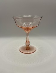 Vintage Fry Glass Pink 💕 Straight Optic 5 1/8″ Saucer Champagnes EUC Pretty