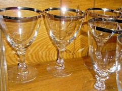 Fostoria Platinum Stemware – Iced Tea Glasses Water Goblets Juice – Wedding Ring