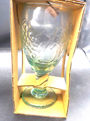 Vintage Libbey Orchard Fruit Water Goblet 16 Oz Spanish Green Glass USA