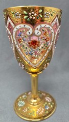 Harrach Heavy Gold and Enemal Heart Design Wine Glass