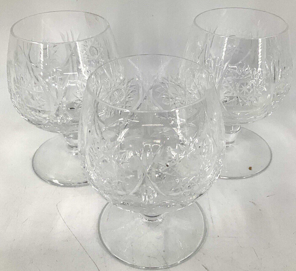 Brandy Cognac Snifter Echt Bleikristall Handgeschliffen Germany 3.25 Etch Set 3