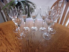 Wine Bubble Swirl Optic Smooth Stem 9 Oz Crystal Blown Glass – Set of 7