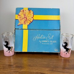 Mid-Century Libbey Golden Stallion Glasses (Set of 8) Original Box