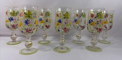 Tracy Porter Style Water Iced Tea Goblets Glasses Set of 7 Hand Painted
