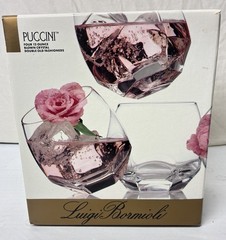 Puccini Luigi Bormioli 12 oz Crystal Double Old Fashioned Glasses Set of 4