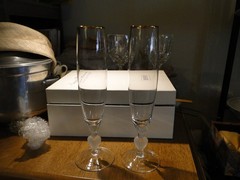 Waterford Marquis Sweet Memories Toasting Flutes, Orig. Box. 9″ Tall, Exc.