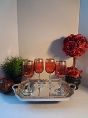 Vtg 1950’s Cellini Italian Ruby Red & Gold Glasses – C9N1; Set of 4; EUC/Mint