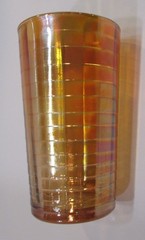 Old 1930’s Horizontal Ribbed Marigold Carnival Glass Antique 5.5″ Tall Tumbler