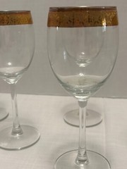 6 J Preziosi Vintage Gold Gilt Rim WINE GLASSES Italian Hand Worked Crystal