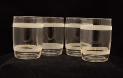 Set of 4 Vintage Anchor Hocking 4.5oz Water Juice Glasses Clear White Stripes