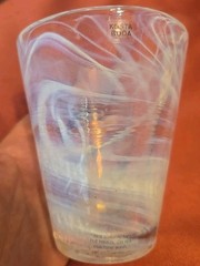 Kosta Boda MINE White/ Opaline Swirl Art Glass Tumbler Ulrica Hydman Vallien 8oz