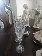 Waterford Cherished Moments 2000 Toasting Champagne Flutes Platinum Rim Set of 2